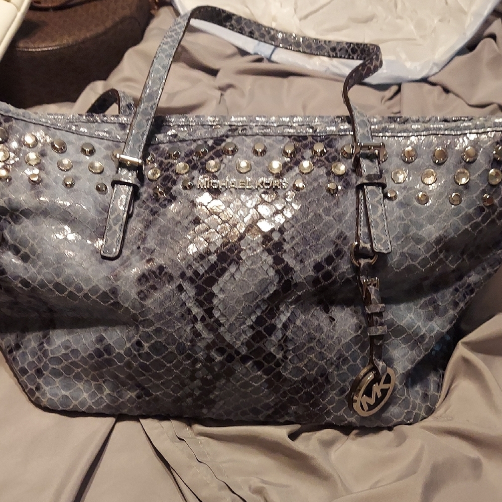 Michael Kors Gray Studded Tote Bag